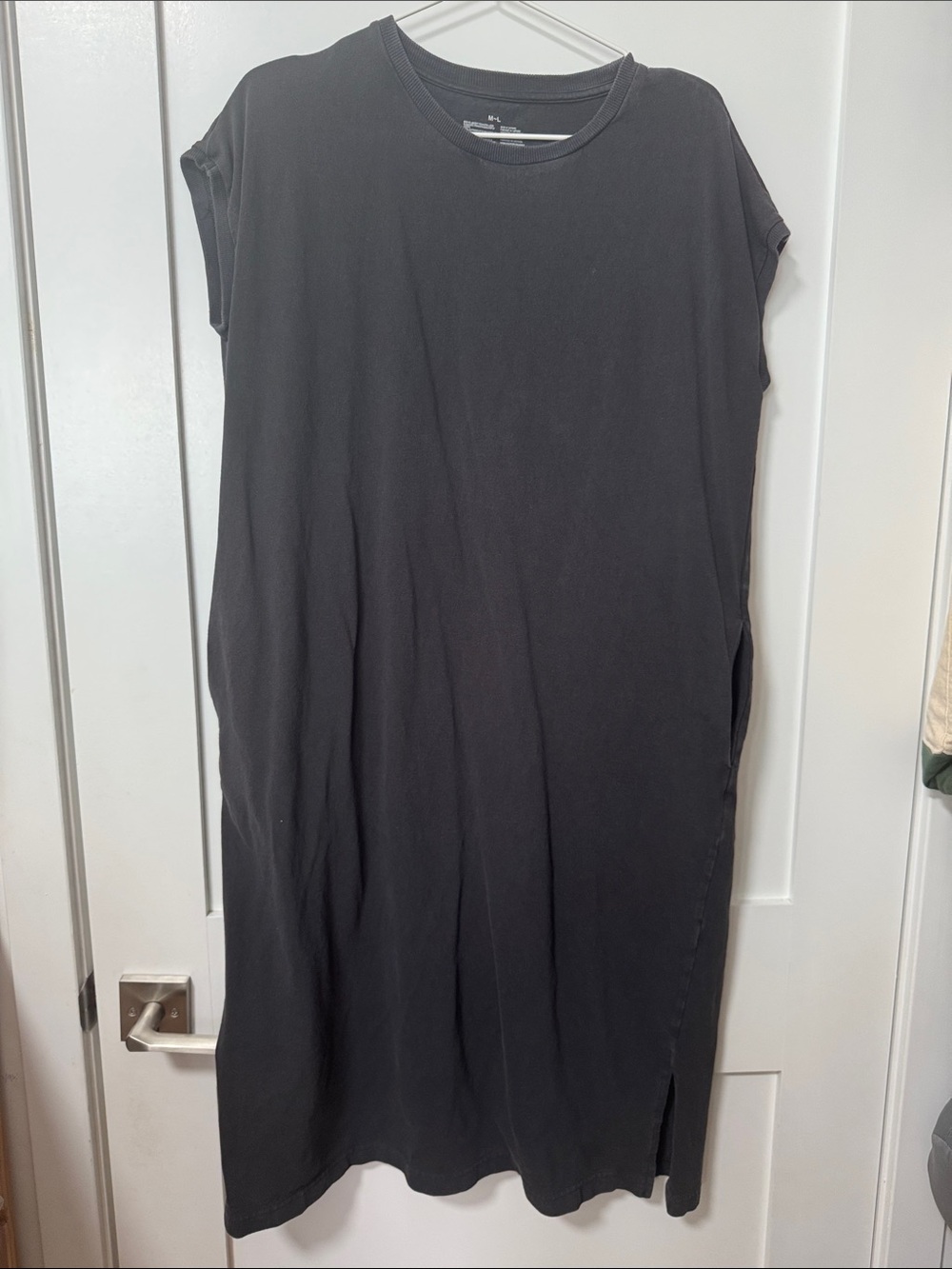 Muji Black Cap-Sleeve T-Shirt Dress